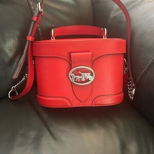Coach Red Crossbody Bag with Silver Accents